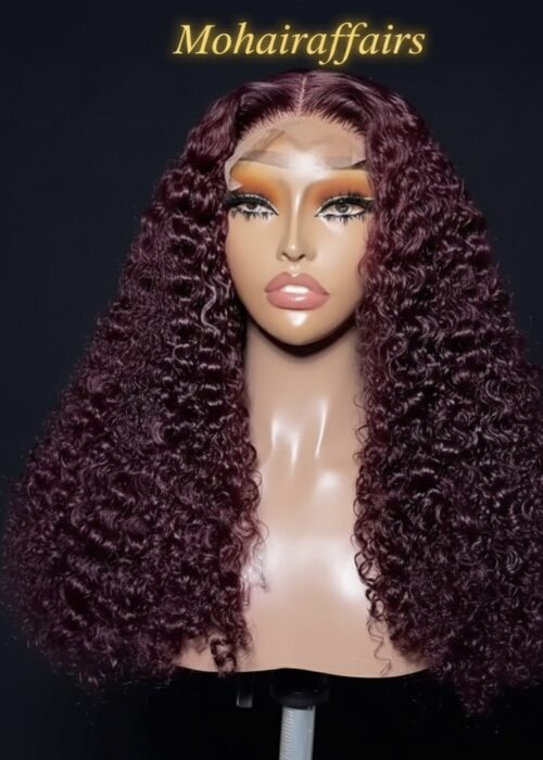 20 inches Burgundy 5×5 closure Lola Pixie curl unit