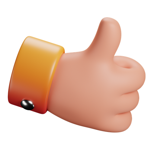 3D illustration of thumbs-up hand gesture